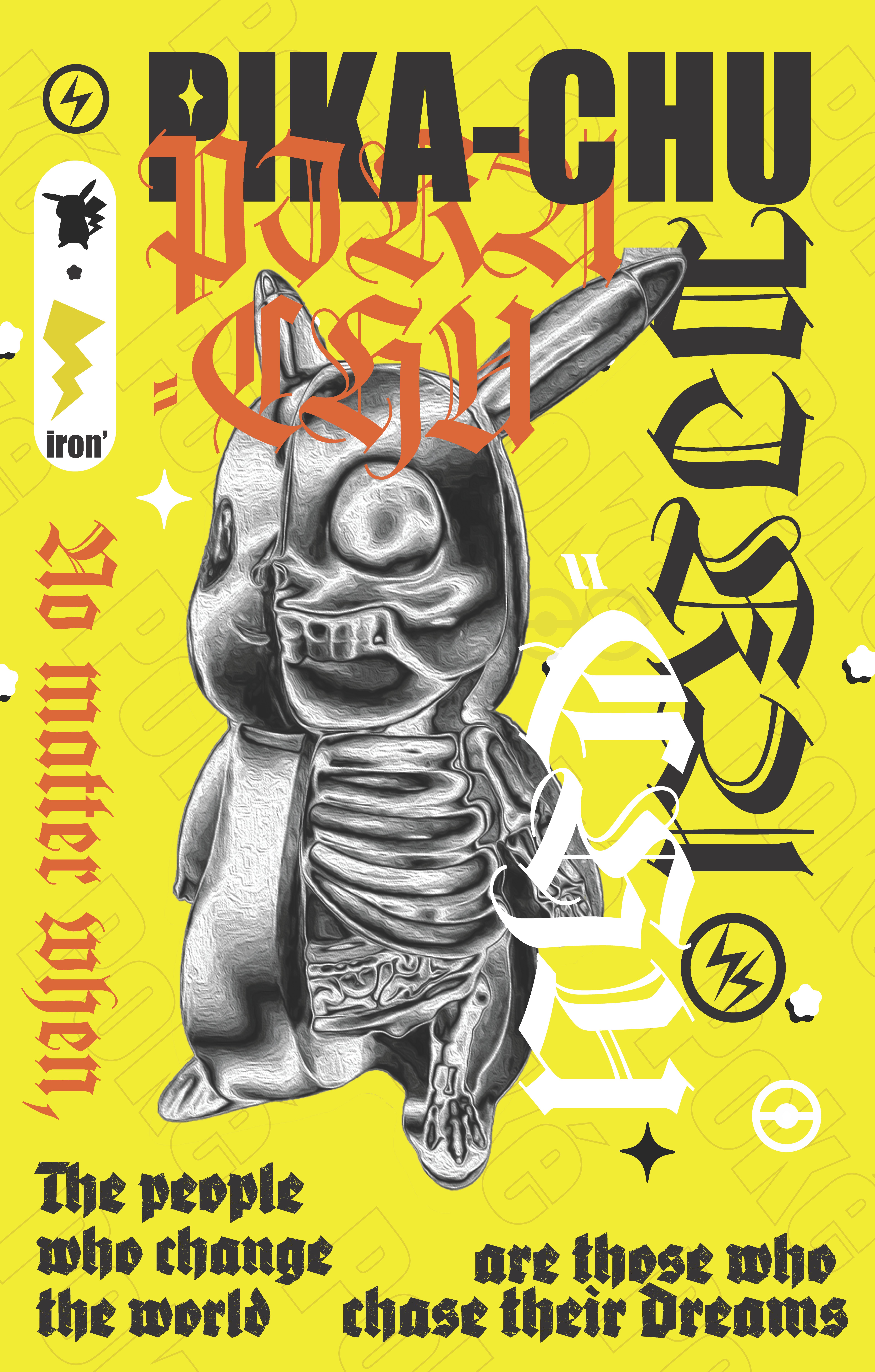 Pikachu experimental typography poster